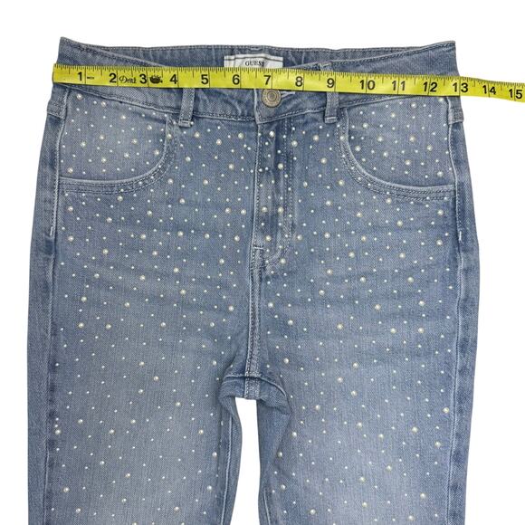 GUESS Big Girls Denim Flare with All-Over Heat Seal Pearls Pants Size 12 - Picture 6 of 8